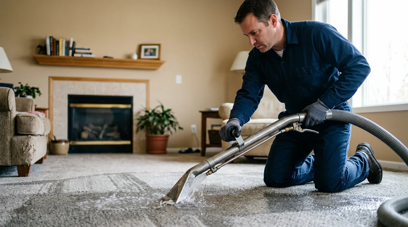 Water damage restoration technician working near Strabane, PA